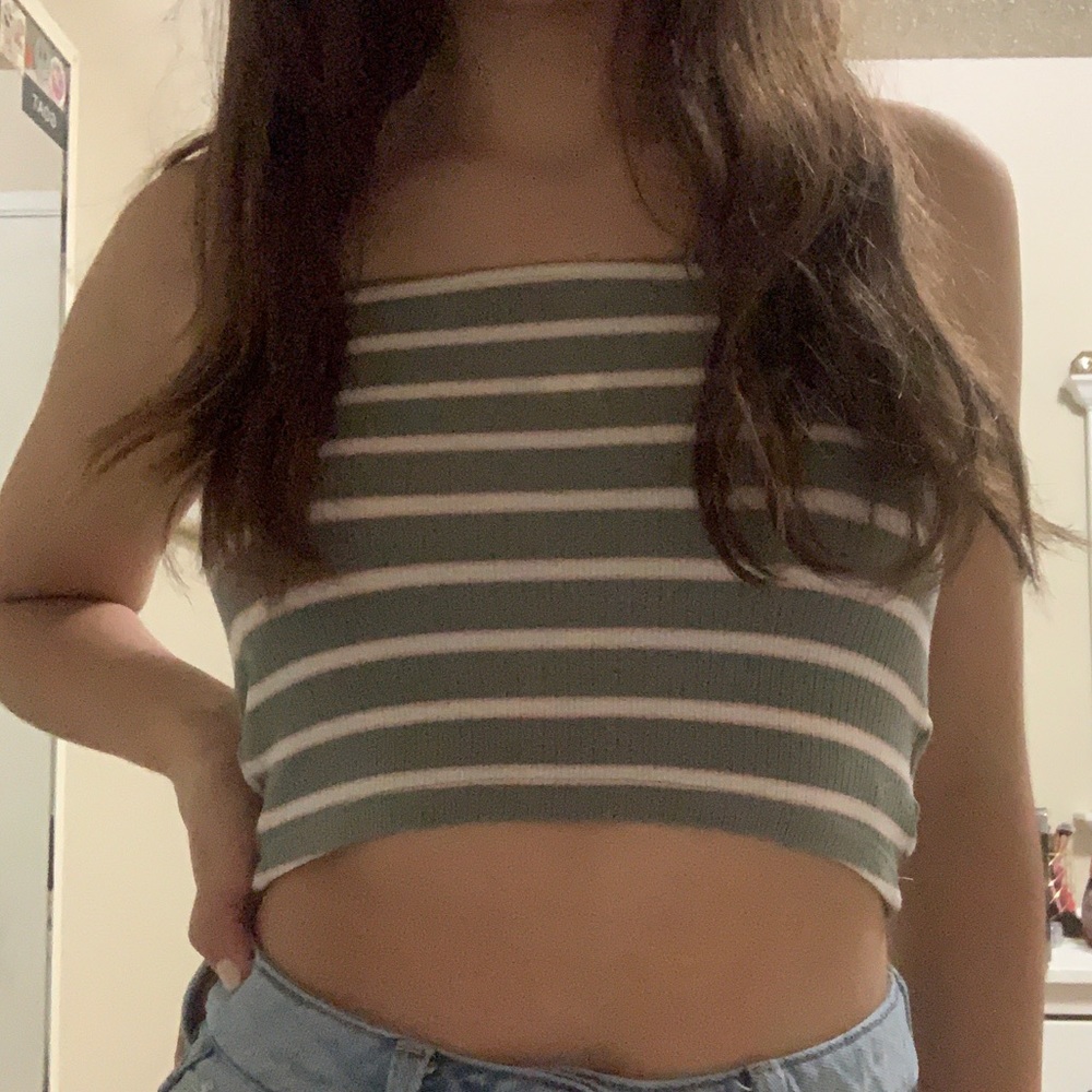 Cute green striped tube top